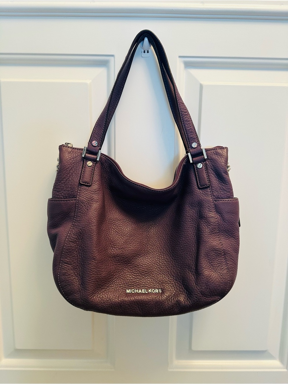 Michael Kors Pebbled Leather Hobo in Deep Plum